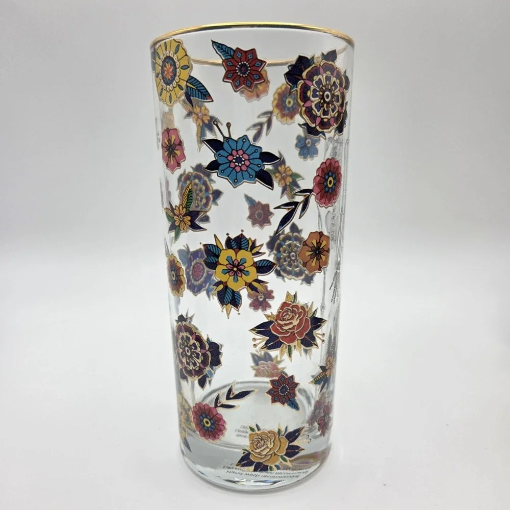 Set Of 4 Williams Sonoma Day Of The Dead Highball Glasses Halloween 16oz   NEW